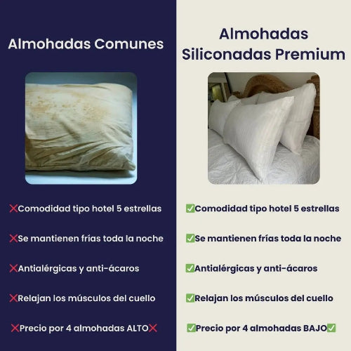 COMBO de 4 Almohadas Siliconadas Suaves, Frías y Hipoalergénicas☁️🤍