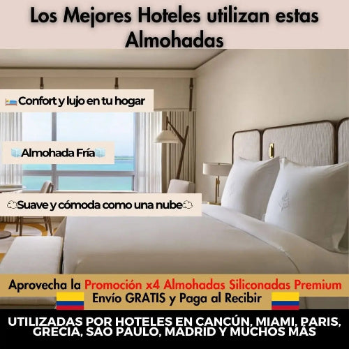 COMBO de 4 Almohadas Siliconadas Suaves, Frías y Hipoalergénicas☁️🤍
