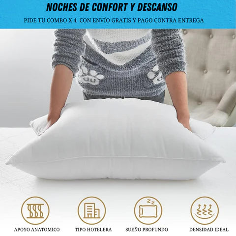 COMBO de 4 Almohadas Siliconadas Suaves, Frías y Hipoalergénicas☁️🤍